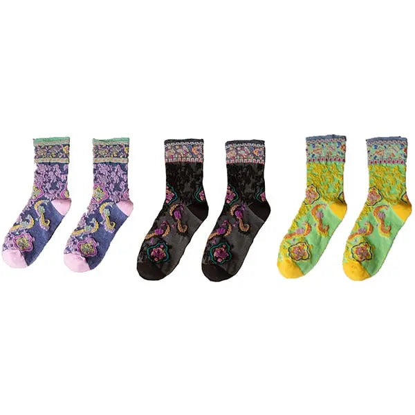 Embroidery Ethnic Flowers Socks