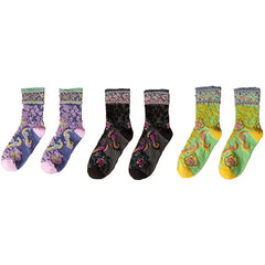 Embroidery Ethnic Flowers Socks