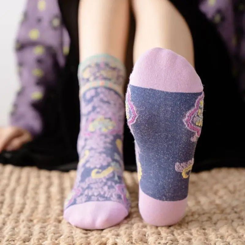 Embroidery Ethnic Flowers Socks