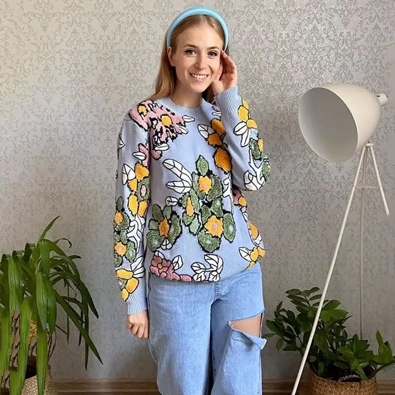 Embroidery Floral Sweater