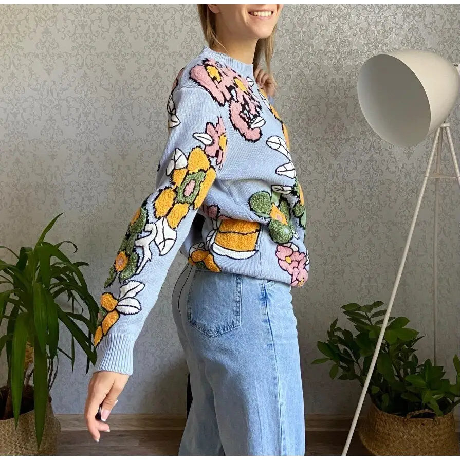 Embroidery Floral Sweater
