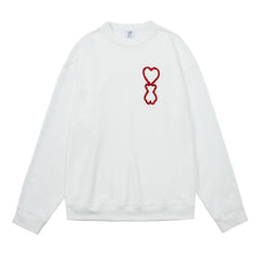 Embroidery Heart Bear Sweatshirt - White / XS