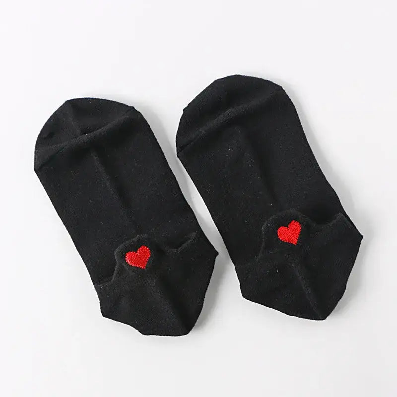 Embroidery Short Ankle Socks Breathable and Absorbent Black