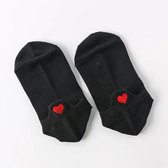 Embroidery Short Ankle Socks Breathable and Absorbent Black