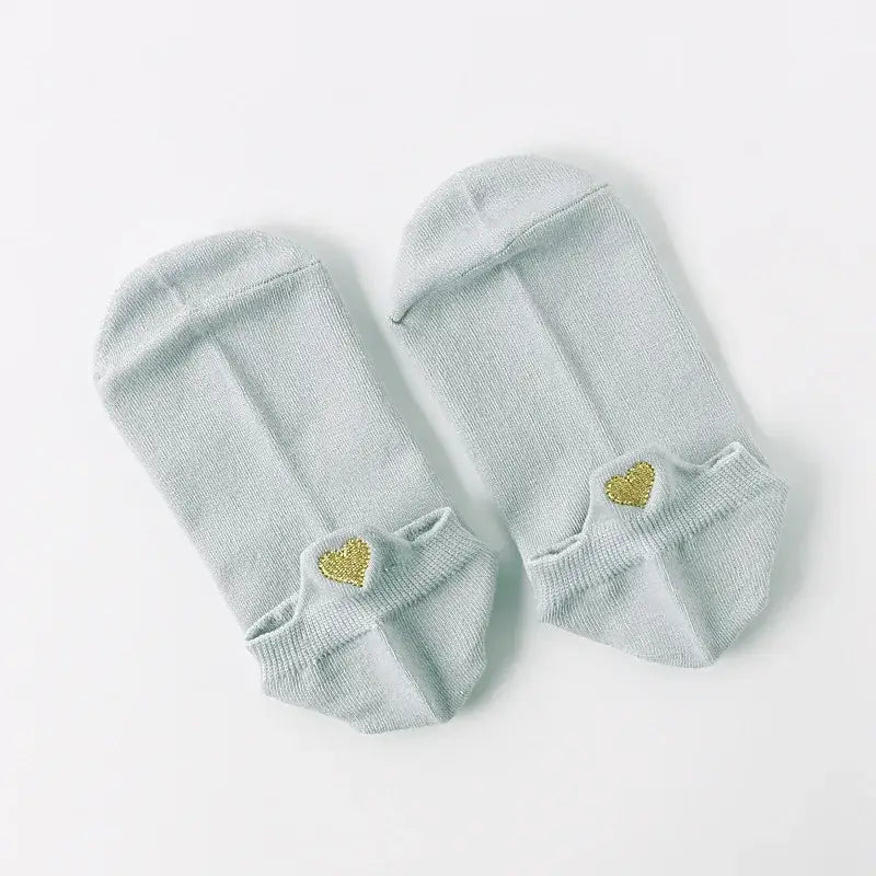 Embroidery Short Ankle Socks Breathable and Absorbent Grey