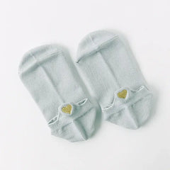 Embroidery Short Ankle Socks Breathable and Absorbent Grey
