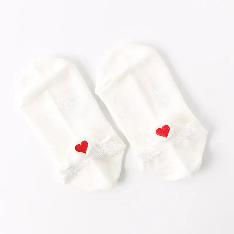 Embroidery Short Ankle Socks Breathable and Absorbent White