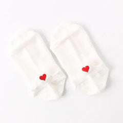 Embroidery Short Ankle Socks Breathable and Absorbent White