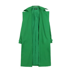 Emerald Green Long Sleeves Belted Trench Coat