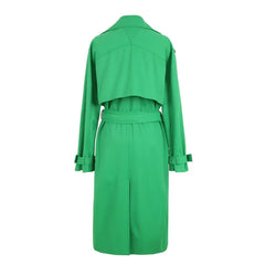 Emerald Green Long Sleeves Belted Trench Coat