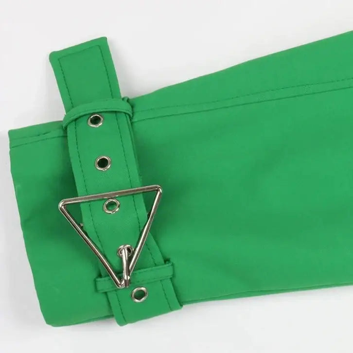 Emerald Green Long Sleeves Belted Trench Coat