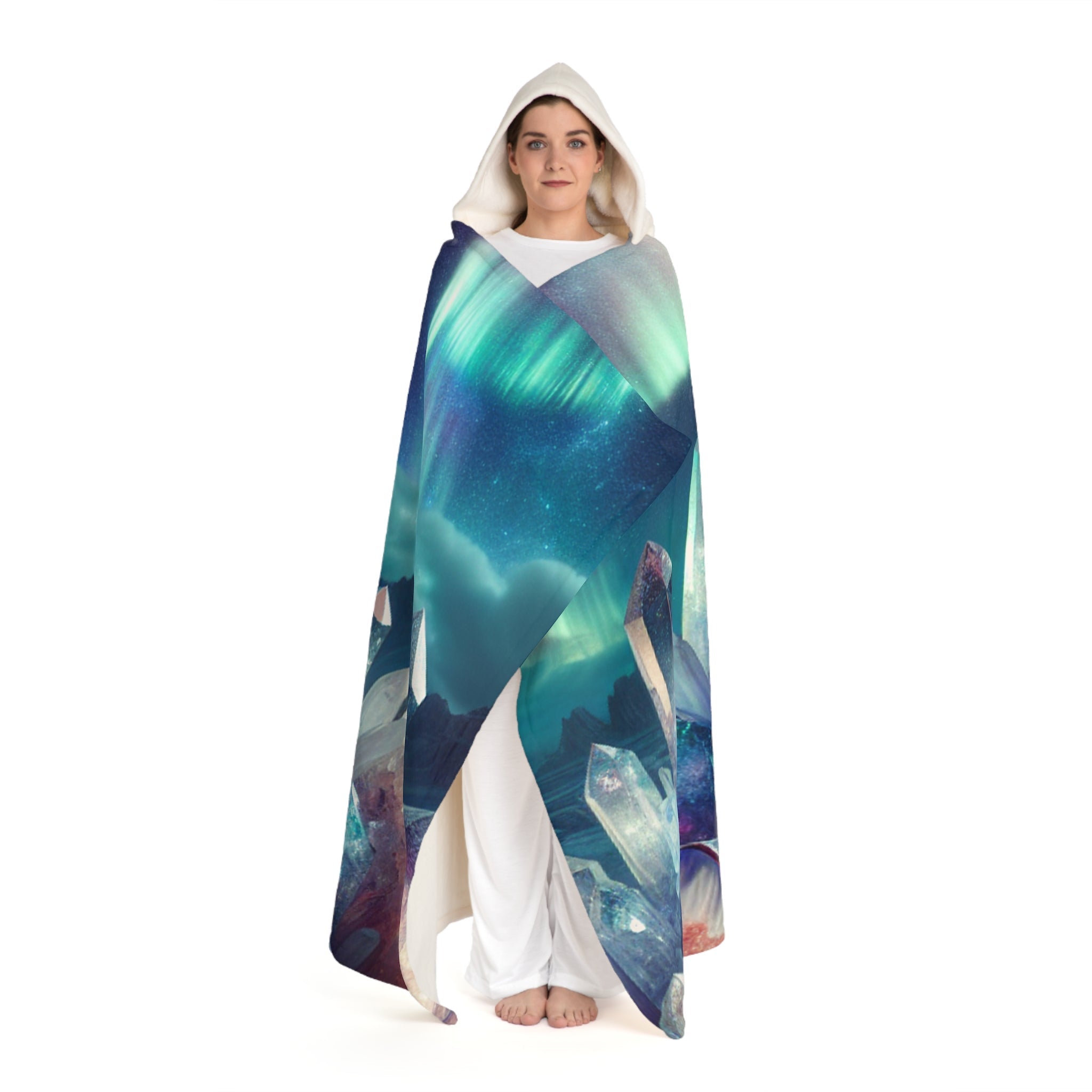 ’Enchanting Aurora - Magical Hooded Sherpa Blanket’