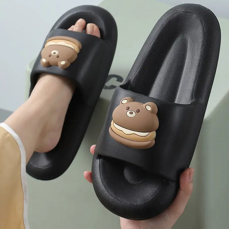 EVA Bear Non-Slip Slippers Cartoon Style Black / 36-37