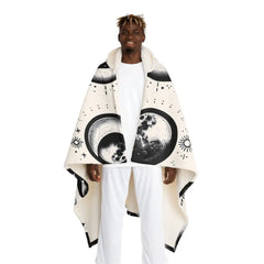 Evelyn Celestia - Moon Phases Hooded Sherpa Blanket