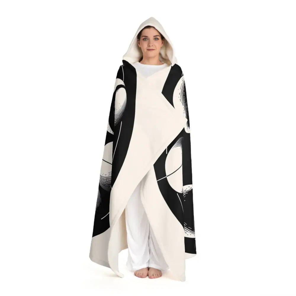 Evelyn Cosmica - Moon Phases Hooded Sherpa Blanket