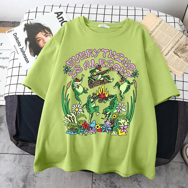 Everything Is Alright Frog Cottagecore T-Shirt