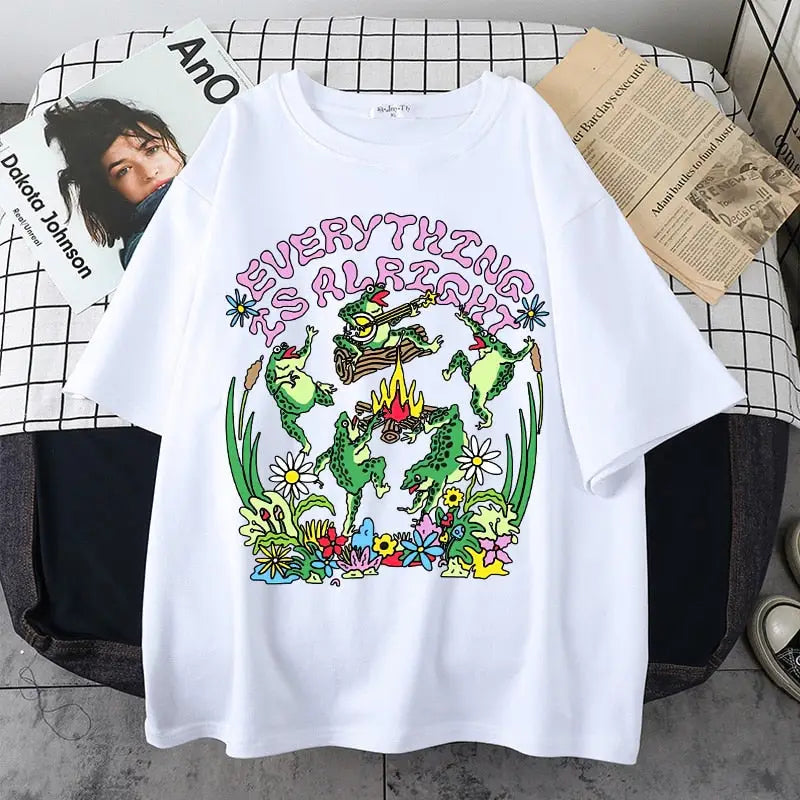 Everything Is Alright Frog Cottagecore T-Shirt