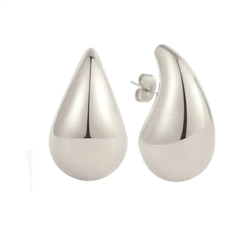 Exaggerate Water Drop Stainless Steel Earrings - Silver Big