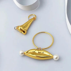 Exaggerated Gold Nose Lips Earrings