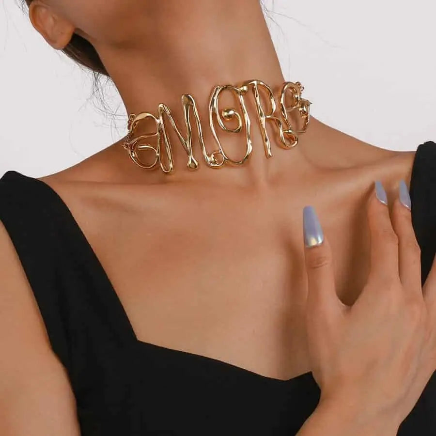 Exaggerated Letter Hip Hop Choker Necklace Jewelry