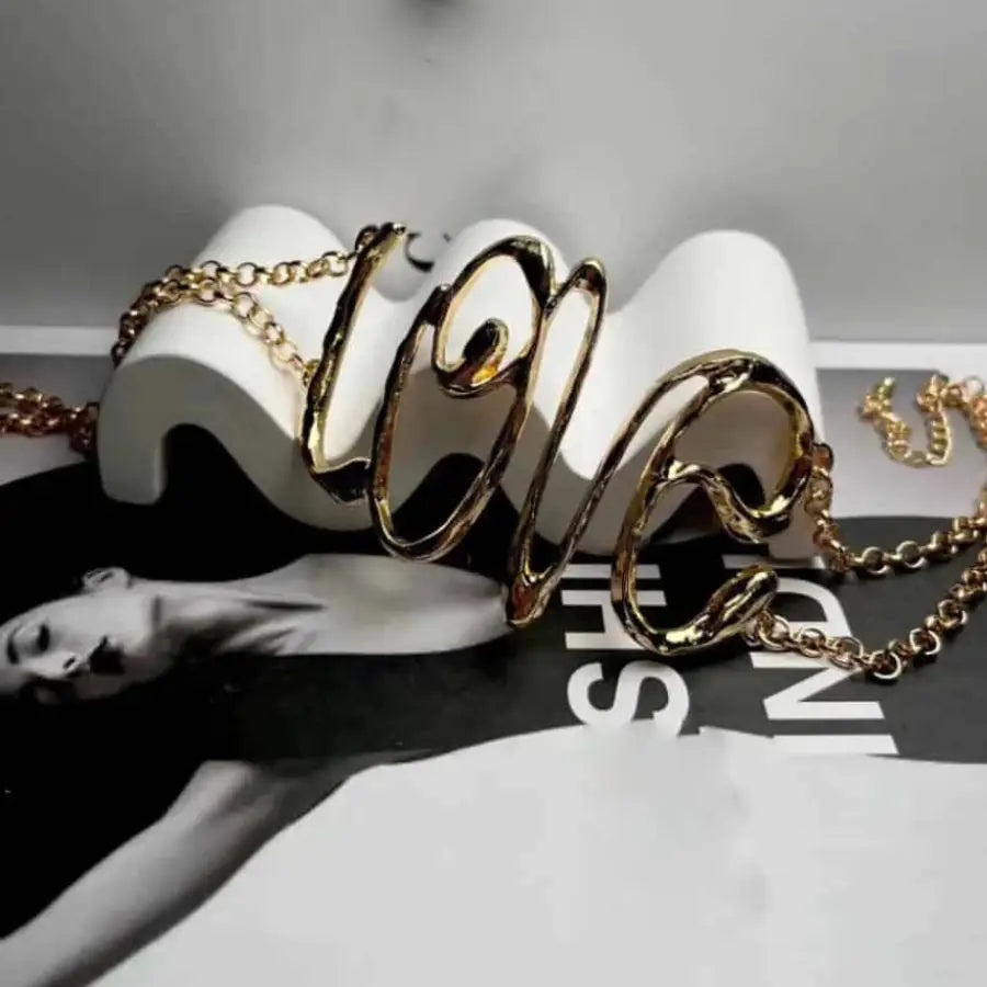 Exaggerated Letter Hip Hop Choker Necklace Jewelry Gold