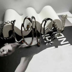 Exaggerated Letter Hip Hop Choker Necklace Jewelry Silver