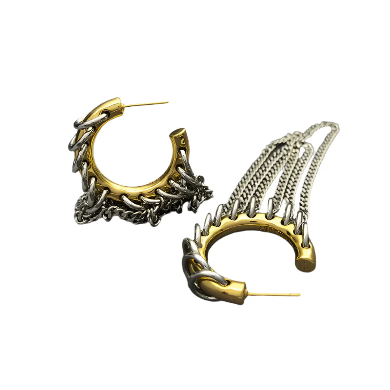 Exaggerated Long Tassel Punk Chain Open Hoop