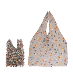 Expand Shoulder Reusable Foldable Tote Bag for Daily Gray