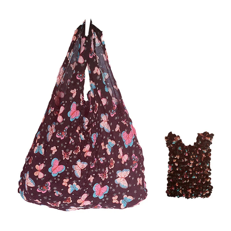 Expand Shoulder Reusable Foldable Tote Bag for Daily Pink