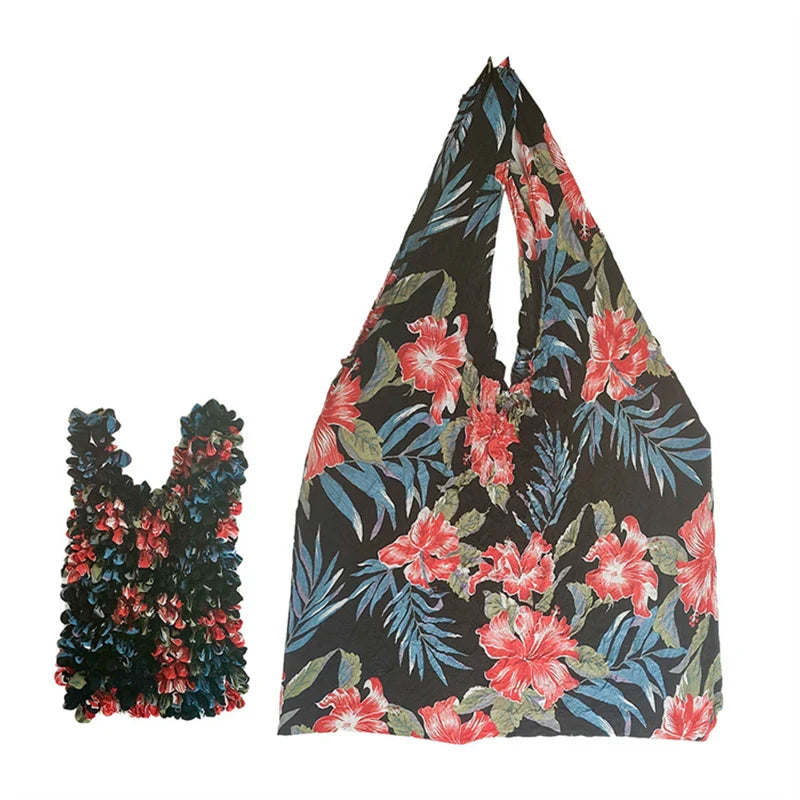 Expand Shoulder Reusable Foldable Tote Bag for Daily Red