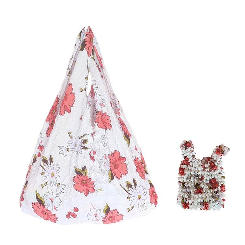 Expand Shoulder Reusable Foldable Tote Bag for Daily White