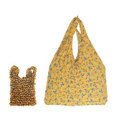 Expand Shoulder Reusable Foldable Tote Bag for Daily Yellow