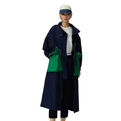 Extra Long Trench Coat for Men and Women Navy blue / M