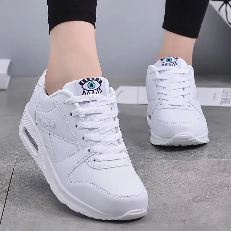 Eye Air Cushion Round Toe Lace Up Sneakers