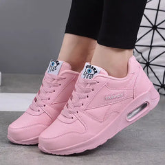 Eye Air Cushion Round Toe Lace Up Sneakers Euro Size Pink