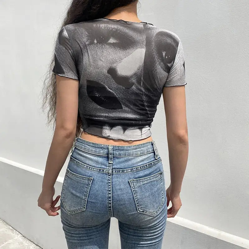 Eyes Lettuce Short Sleeve Crop Top