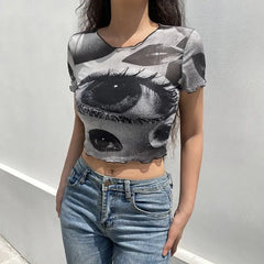 Eyes Lettuce Short Sleeve Crop Top