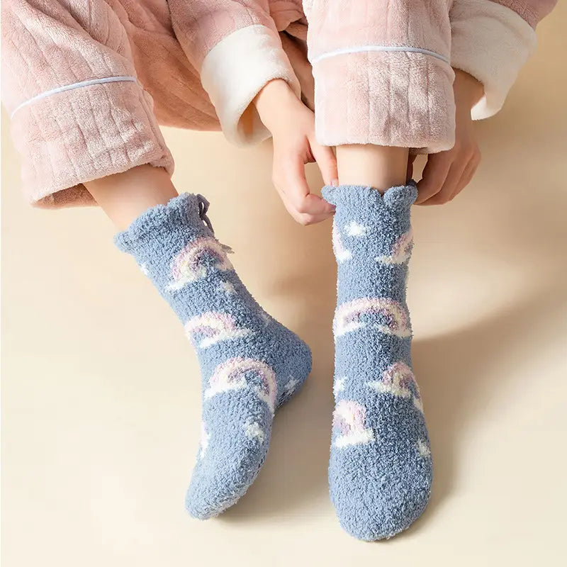 Crescent Moon Rainbow Knitted Socks