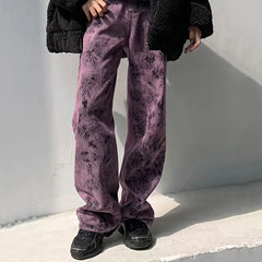 Faded Purple with Black Wide Leg Pants