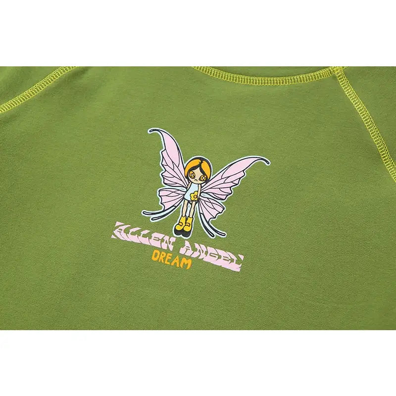 Fairy Butterfly Print Allen Angel Dream Crop Top