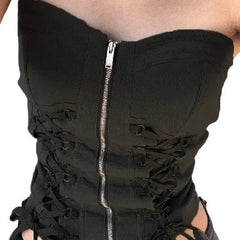 Fairycore Zip Up Corset Top Aesthetic Clothing