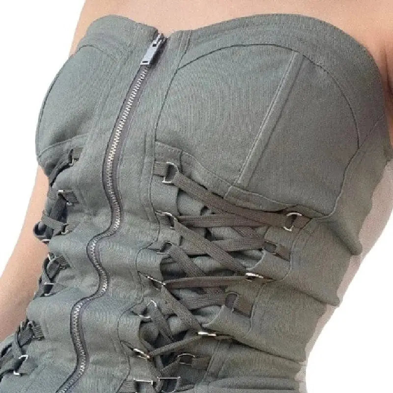 Fairycore Zip Up Corset Top Aesthetic Clothing Gray / S
