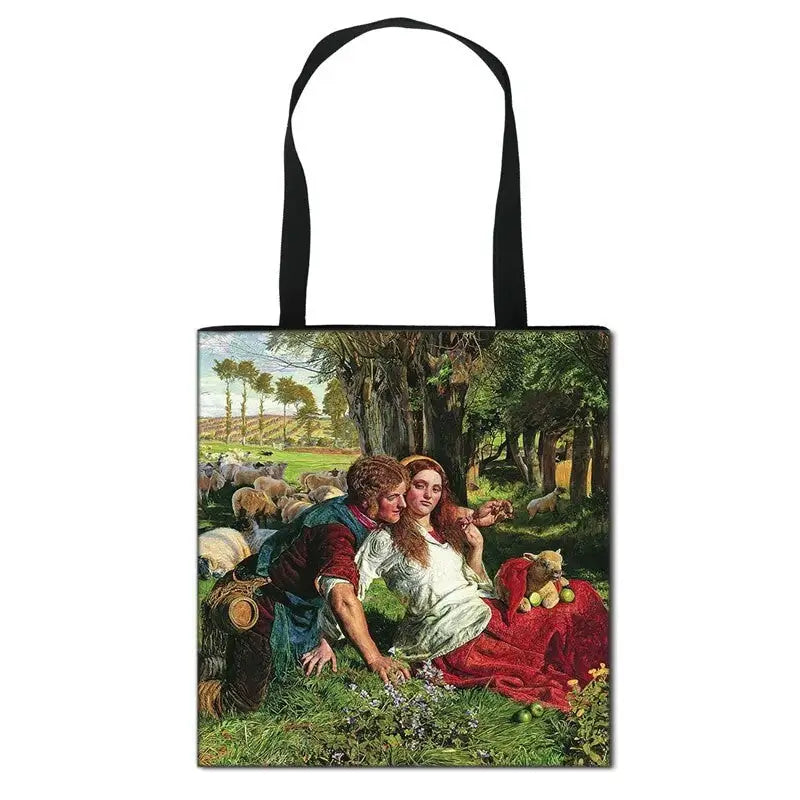 Famous Art Oil Painting Eco Reusable Shopping Bag