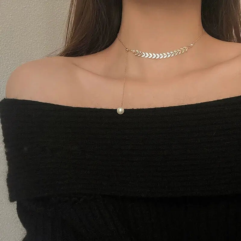 Fancy Wheat Pearl Necklace for Everyday Style Gold