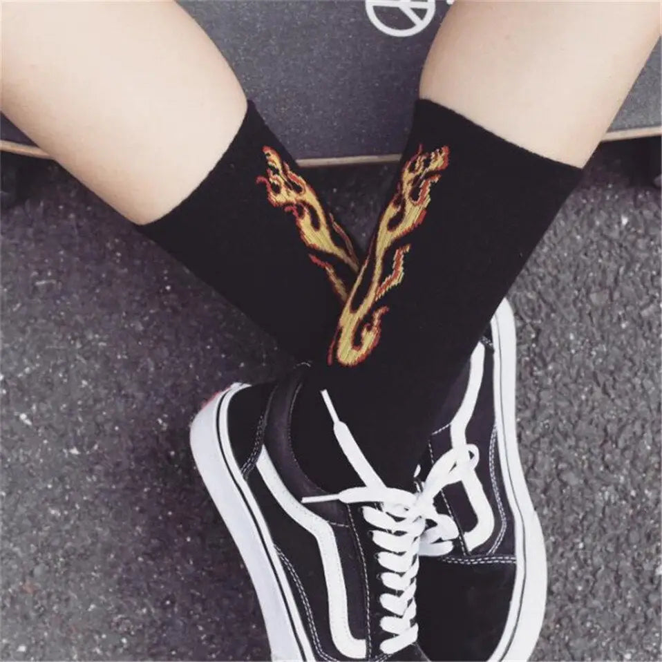 Fashion Hip Hop Flame Pattern Socks