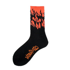 Fashion Hip Hop Flame Pattern Socks Orange / One Size