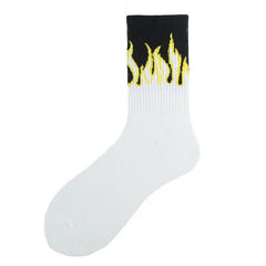 Fashion Hip Hop Flame Pattern Socks YelloW / One Size