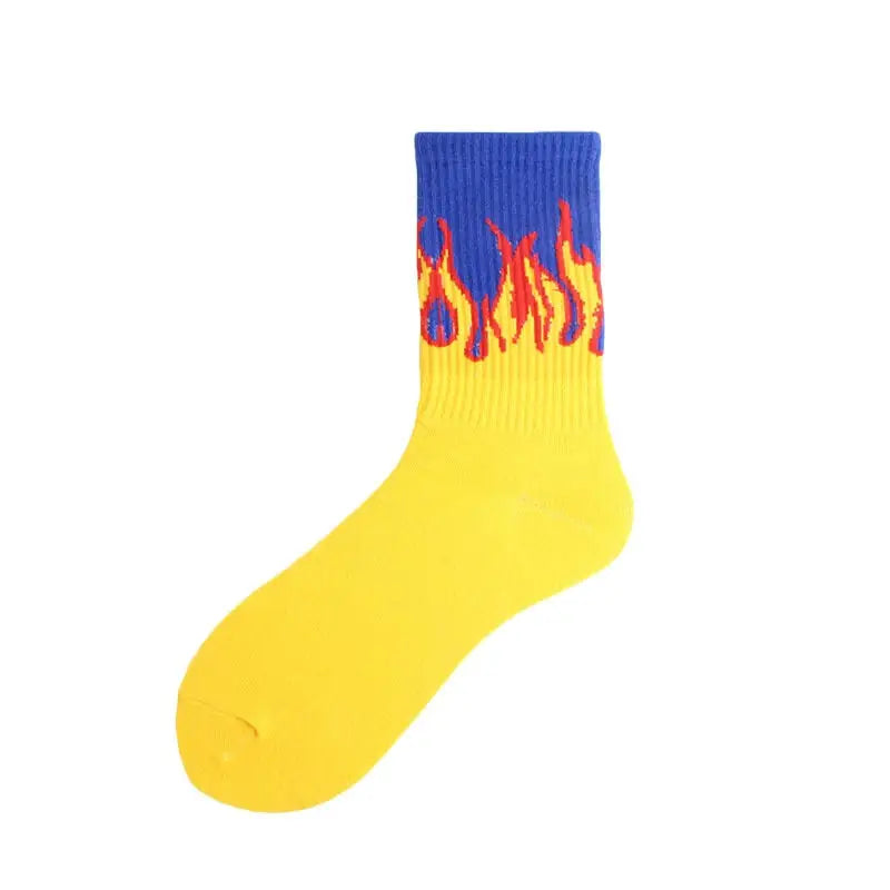 Fashion Hip Hop Flame Pattern Socks YEllow / One Size