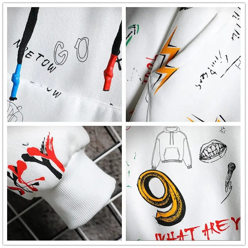 Fashion Letters Cartoon Hoodie for Men Everyday Wear