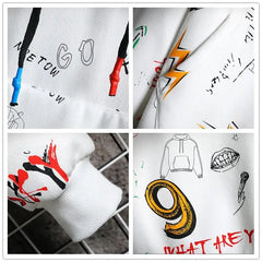 Fashion Letters Cartoon Hoodie for Men Everyday Wear